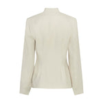 Beige Esteriane blazer i Oatmeal Melange bagfra med sømme, der former taljen