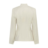 Beige Esteriane blazer i Oatmeal Melange bagfra med sømme, der former taljen