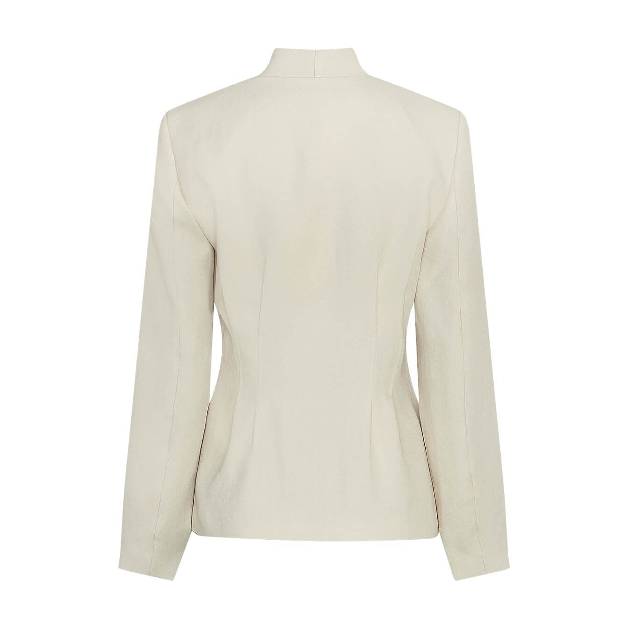 Beige Esteriane blazer i Oatmeal Melange bagfra med sømme, der former taljen