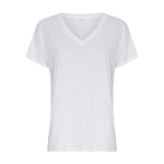 Hvid t-shirt med V-hals og korte ærmer fra MSCH Copenhagen set forfra