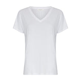 Hvid t-shirt med V-hals og korte ærmer fra MSCH Copenhagen set forfra