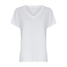 Hvid t-shirt med V-hals og korte ærmer fra MSCH Copenhagen set forfra