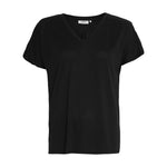 Sort t-shirt med V-hals og korte ærmer fra MSCH Copenhagen set forfra