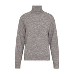 Grå meleret pullover med høj rullekrave fra MSCH Copenhagen set forfra