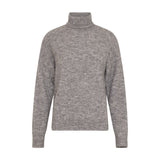 Grå meleret pullover med høj rullekrave fra MSCH Copenhagen set forfra