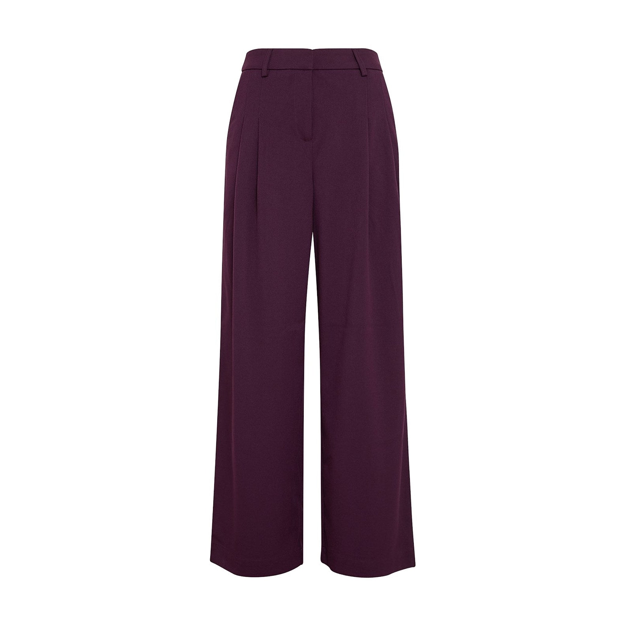 Lilla wide leg bukser Henrika HW Pant fra MSCH Copenhagen med høj talje og pressefolder set forfra