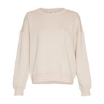 Beige sweatshirt Ima Q i Oatmeal fra MSCH Copenhagen set forfra med rund hals og ribkanter