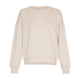 Beige sweatshirt Ima Q i Oatmeal fra MSCH Copenhagen set forfra med rund hals og ribkanter