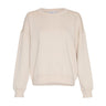 Beige sweatshirt Ima Q i Oatmeal fra MSCH Copenhagen set forfra med rund hals og ribkanter