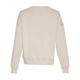 Beige sweatshirt Ima Q i Oatmeal fra MSCH Copenhagen set bagfra med nedfaldne skuldre og ribkant forneden