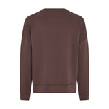 Brun sweatshirt Ima Q i Hot Fudge fra MSCH Copenhagen med nedfaldne skuldre og ribkanter, set bagfra