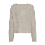 Grå Kellsey Alegria pullover i melangestrik set bagfra med rullede kanter ved bund og ærmer