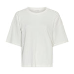 Hvid t-shirt Linea Tee fra MSCH Copenhagen med rund hals og brede korte ærmer, set forfra