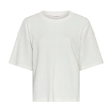 Hvid t-shirt Linea Tee fra MSCH Copenhagen med rund hals og brede korte ærmer, set forfra