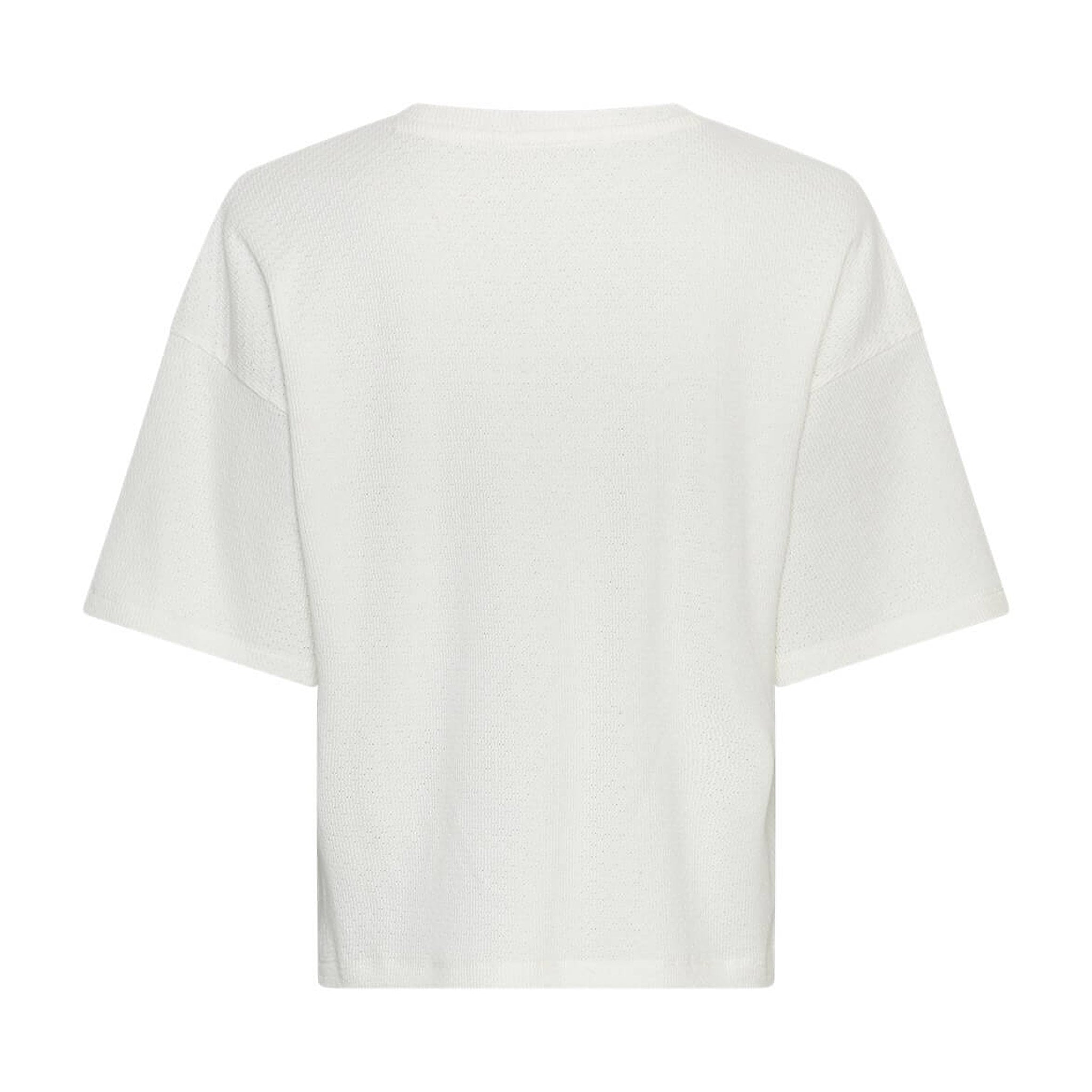Hvid t-shirt Linea Tee i farven Egret med struktureret stof og faldende skuldre, set bagfra