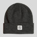 Mørkegrå hue Mojo Icon Beanie fra MSCH Copenhagen med bredt opslag og hvidt logomærke, set forfra