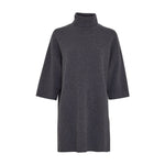 Lang navy pullover med rullekrave og 3/4-ærmer fra MSCH Copenhagen set forfra