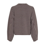 Brun og beige stribet sweatshirt fra MSCH Copenhagen set bagfra med lodrette striber på ærmerne