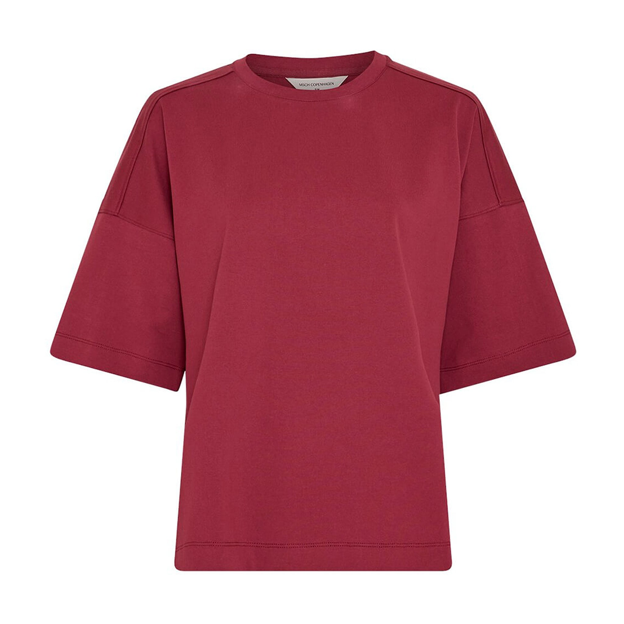 Pink Teagan Leana t-shirt fra MSCH Copenhagen i farven Rhododendron set forfra med rund hals og brede ærmer