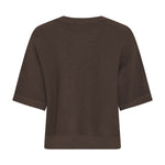 Brun Thamira pullover i strik set bagfra med ribkant forneden og ved ærmerne