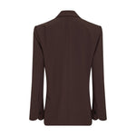 Brun Vega Loose Blazer set bagfra med bølget kant og knap ved ærmerne
