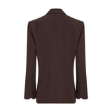 Brun Vega Loose Blazer set bagfra med bølget kant og knap ved ærmerne