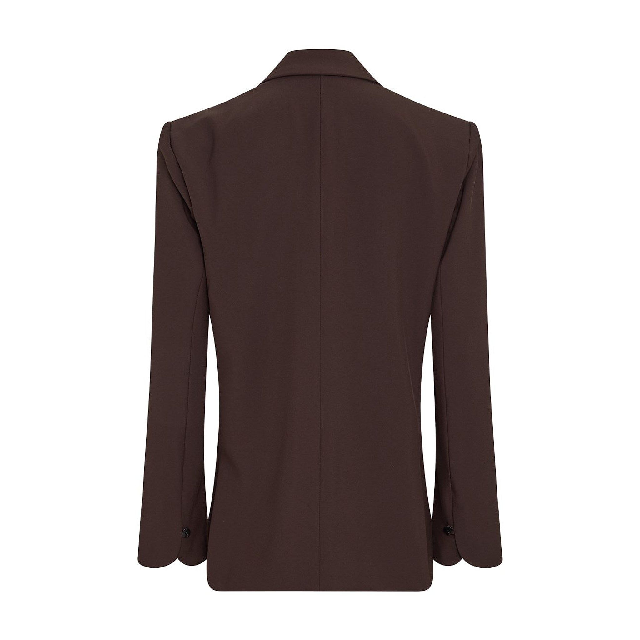 Brun Vega Loose Blazer set bagfra med bølget kant og knap ved ærmerne
