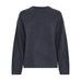 Navy pullover fra MSCH Copenhagen i strik med rund hals og lange ærmer, set forfra