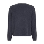 Navy pullover fra MSCH Copenhagen i strik med løs silhuet, set bagfra
