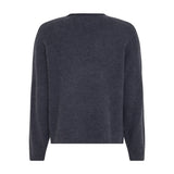 Navy pullover fra MSCH Copenhagen i strik med løs silhuet, set bagfra