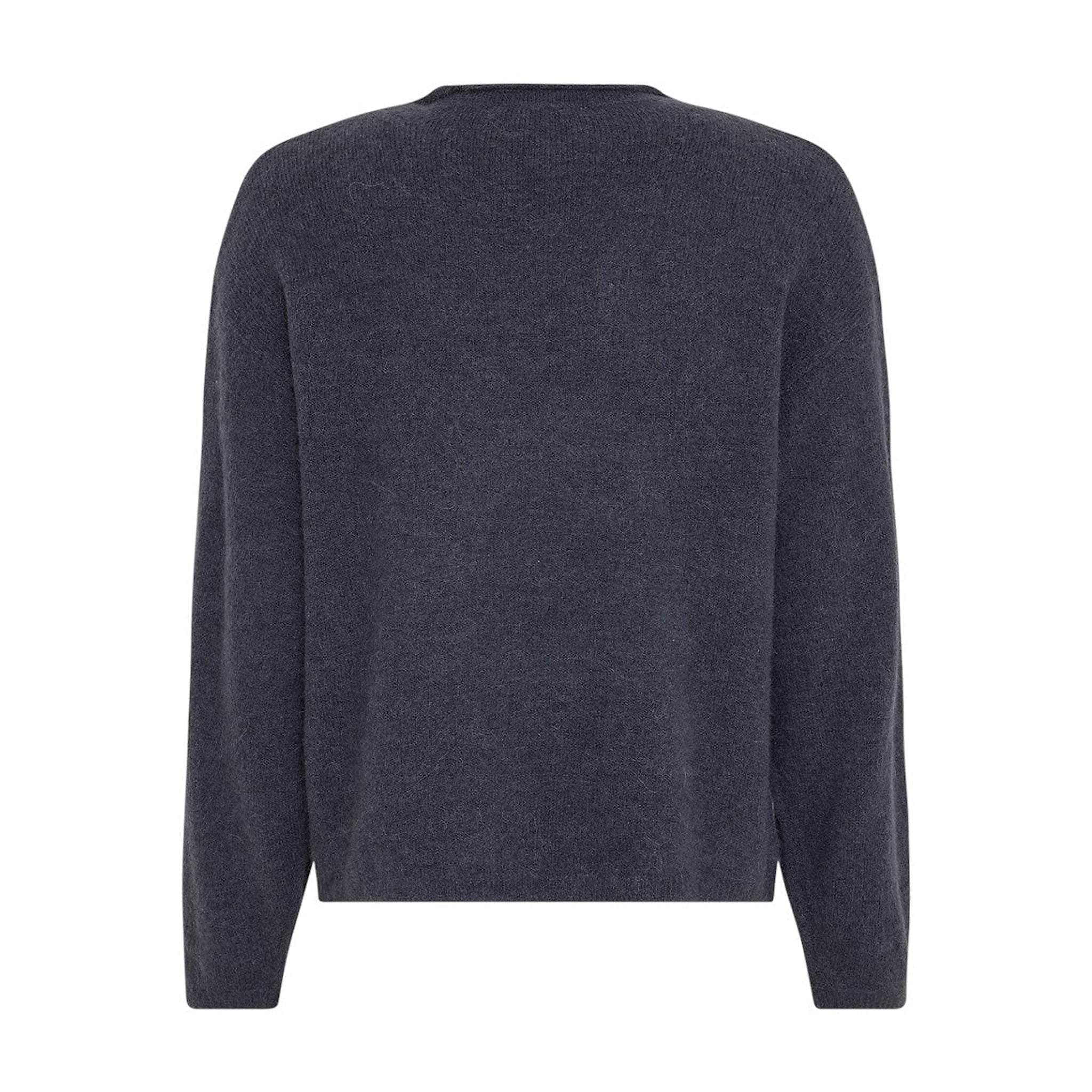 Navy pullover fra MSCH Copenhagen i strik med løs silhuet, set bagfra
