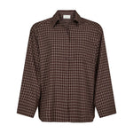 Brun ternet skjorte Anella i Chocolate Plum fra Neo Noir set forfra med knapper og brystlomme
