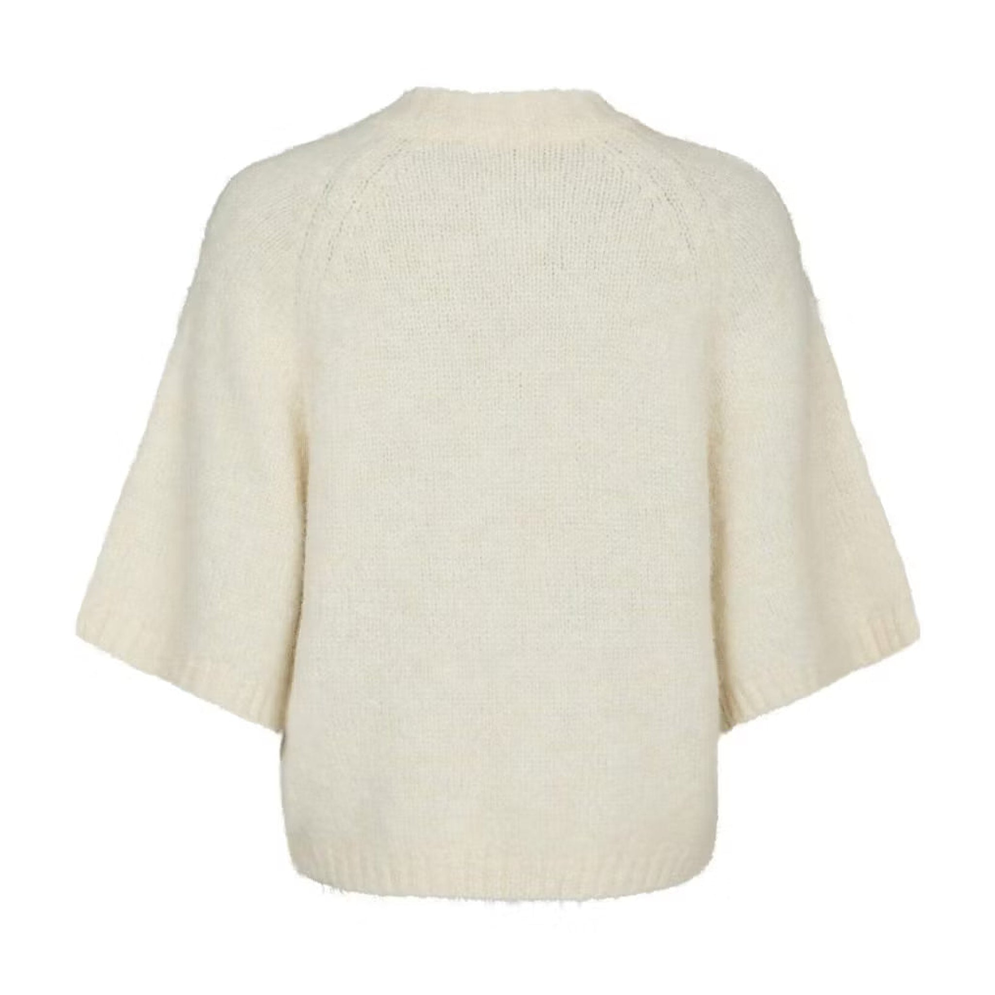 Hvid fluffy strikcardigan Benutta fra Neo Noir med raglanærmer set bagfra