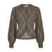 Beige ternet cardigan Koteas fra Neo Noir med ballonærmer og knapper, set forfra