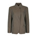 Brun nålestribet blazer Nerine fra Neo Noir med asymmetrisk lukning, set forfra
