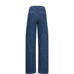 Blå wide leg jeans fra Nümph set bagfra med to lommer bagpå