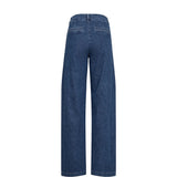 Blå wide leg jeans fra Nümph set bagfra med to lommer bagpå