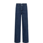 Mellemblå Nuamber wide leg jeans set forfra på hvid baggrund