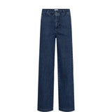 Mellemblå Nuamber wide leg jeans set forfra på hvid baggrund