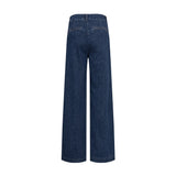 Mellemblå Nuamber wide leg jeans set bagfra på hvid baggrund