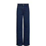 Mørkeblå wide leg jeans Nuamber Long Pants fra Nümph set forfra på hvid baggrund