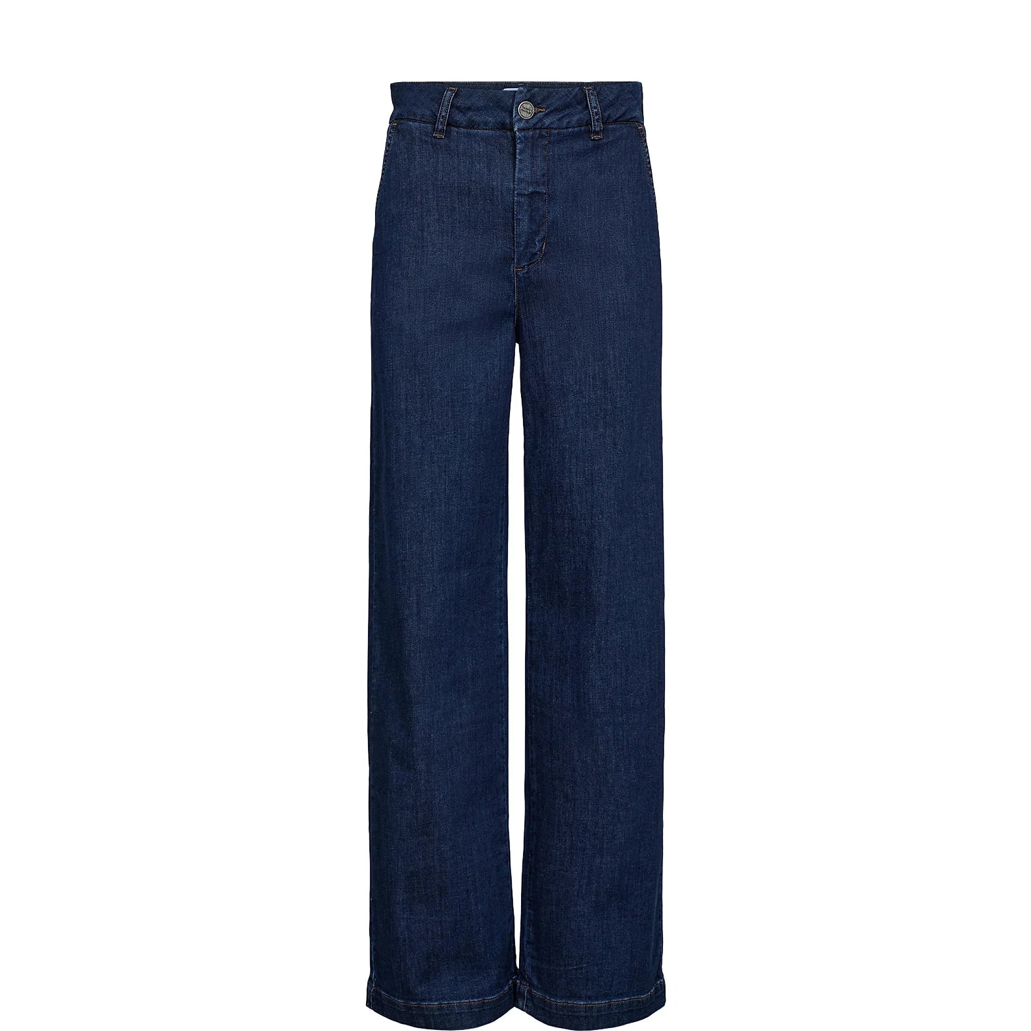 Mørkeblå wide leg jeans Nuamber Long Pants fra Nümph set forfra på hvid baggrund