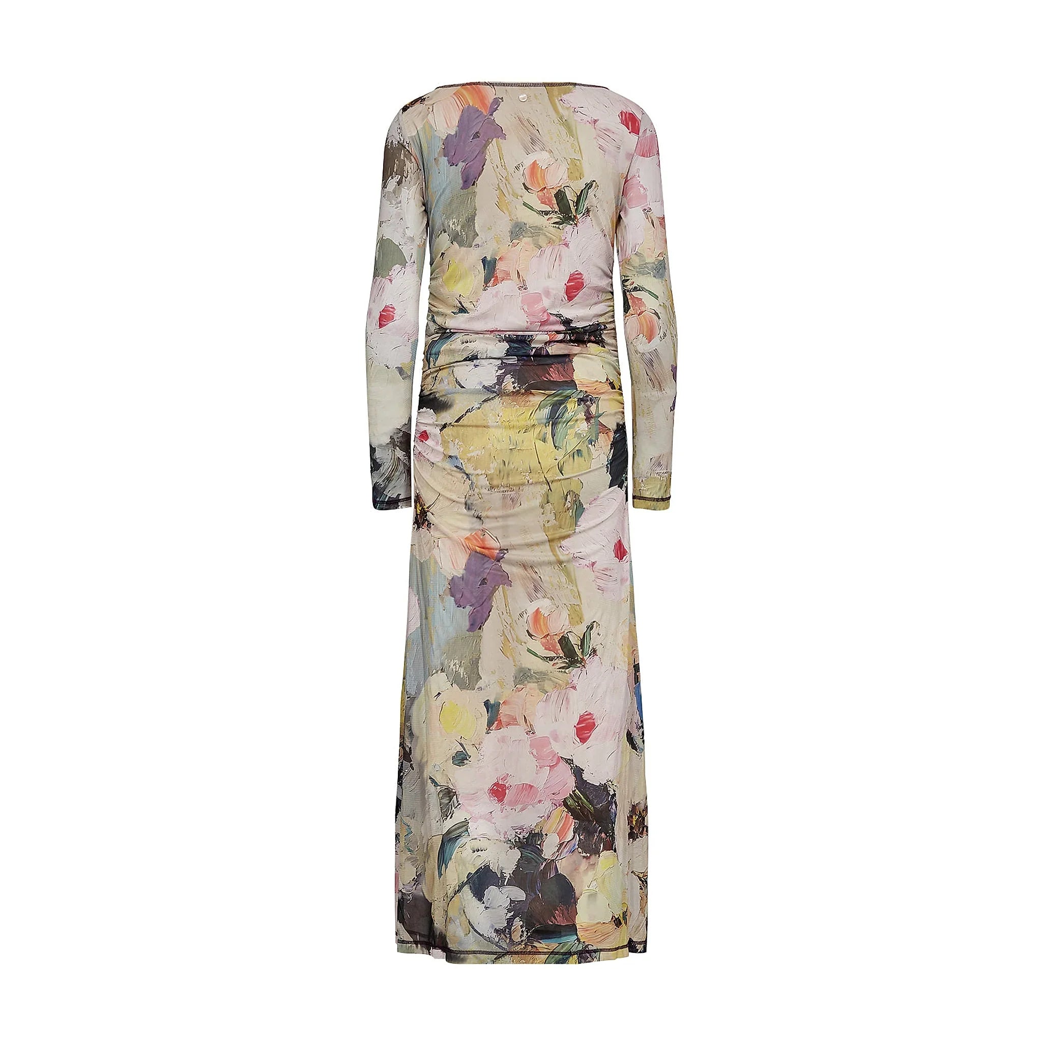 Nuamelia mesh kjole fra Nümph med malerisk blomsterprint og rynker, set bagfra