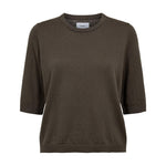 Kortærmet grøn pullover fra Nümph i farven Forest Night set forfra med rund hals