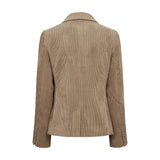 Beige taljeret fløjlsblazer fra Nümph bagfra med knapper ved ærmerne
