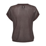 Brun kortærmet strik Nuceria SS Pullover fra Nümph set bagfra med lille logomærke i nakken