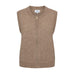 Grå strikket vest fra Nümph i Silver Mink med guldfarvet lynlås foran og rund hals, set forfra