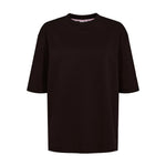 Brun t-shirt Nugira fra Nümph i Black Coffee set forfra med rund hals og halvlange ærmer