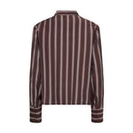 Brun stribet skjorte Nujoni Shirt fra Nümph set bagfra med lange ærmer og knapper ved manchetterne