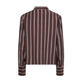 Brun stribet skjorte Nujoni Shirt fra Nümph set bagfra med lange ærmer og knapper ved manchetterne